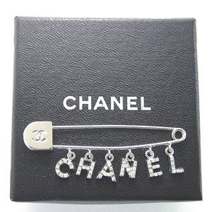 Chanel vintage silver and crystals pin brooch